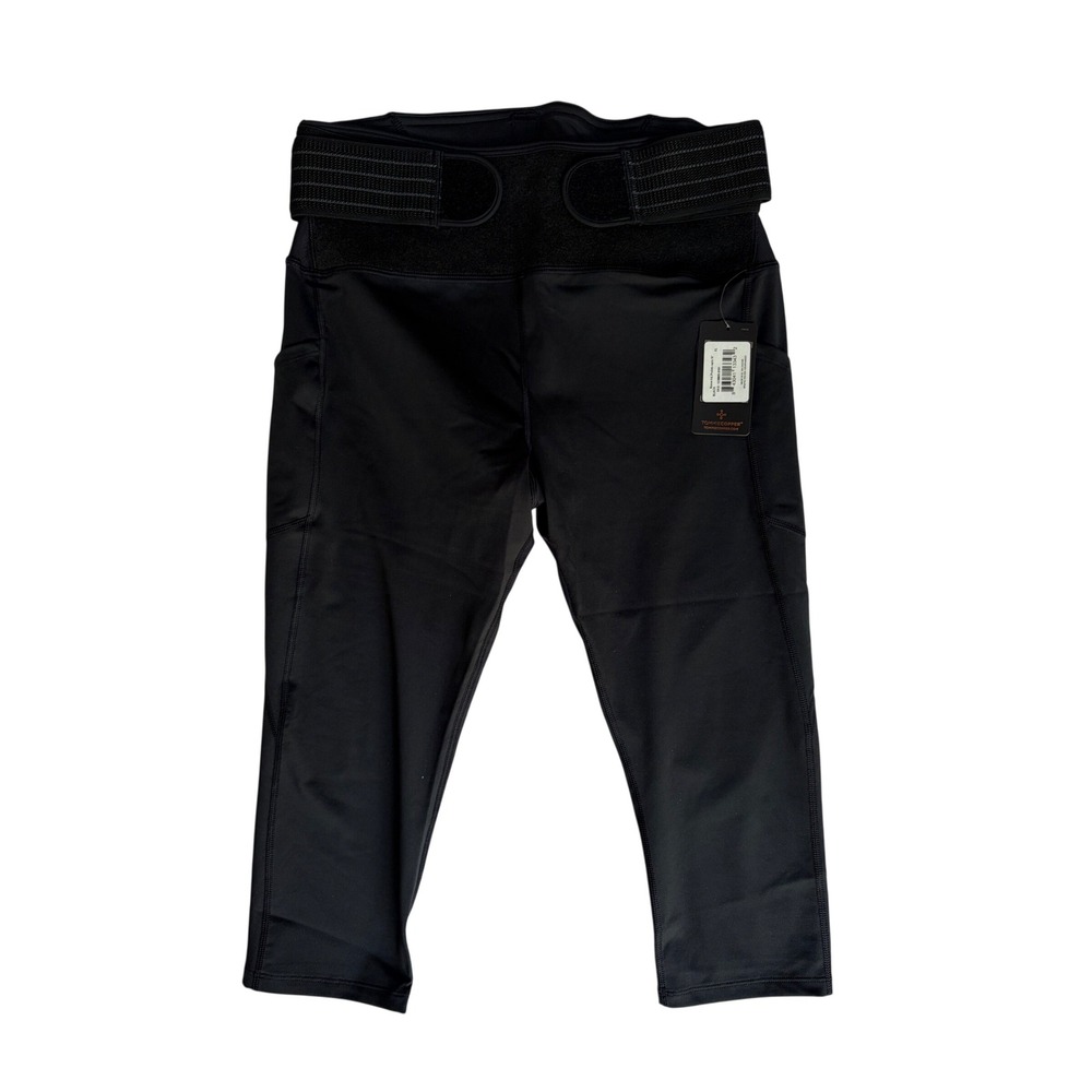 Tommie Copper Adjustable Back Support Compression Capri's 19" Women XL Black NWT - Picture 2 of 12